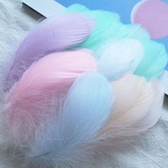 100Pcs Fluffy DIY Feathers Craft Kit Colorful Improve Hands-on Ability Natural Plumes for Kindergarten