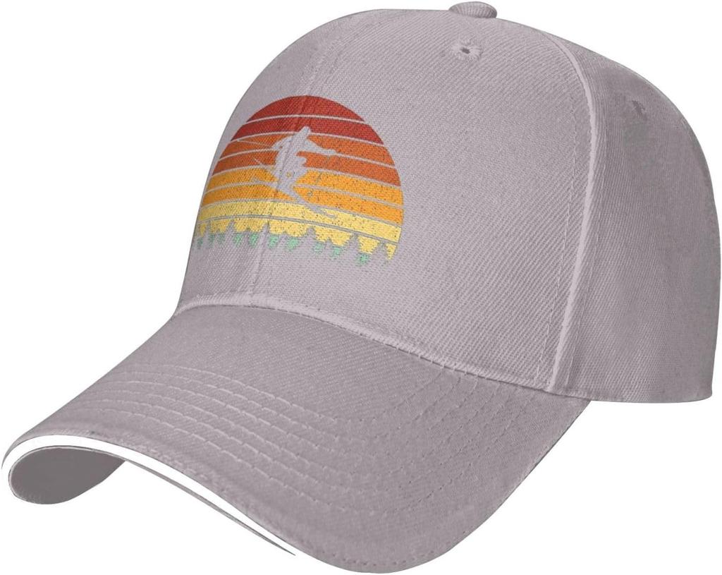 Retro Skiing Snowboard Sunset Vintage Baseball Cap Adjustable Polyester Outdoor Sports Hat Unisex