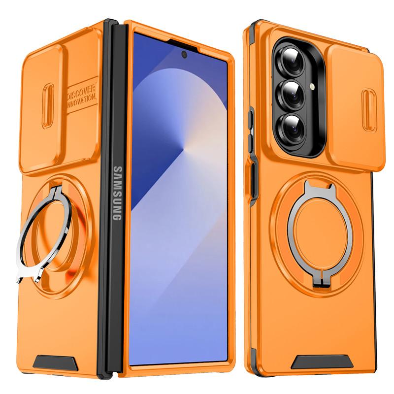 

Бронированный чехол для Samsung Galaxy Z Fold 7 5G с защитой камеры-слайдера, чехол для телефона для Galaxy Z Fold 6 с магнитной подставкой-кольцом Galaxy Z Fold6 оранжевый