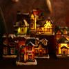 Xmas Gift Fairy Garden Mini Miniatures Resin Craft Figurine Village House Christmas Decoration LED Light Ornament