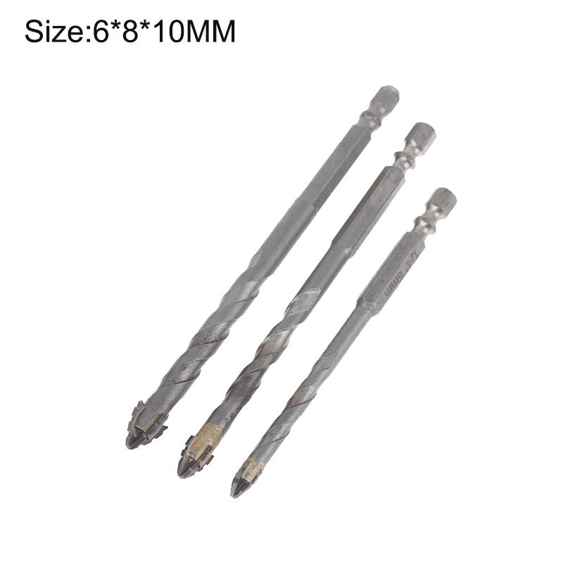 3-teiliges Vierkant-Zahnkranz-Exzenter-Twist-Bohrer-Set für Trockenbohrungen in Keramikfliesen, Glas, Marmor, Beton