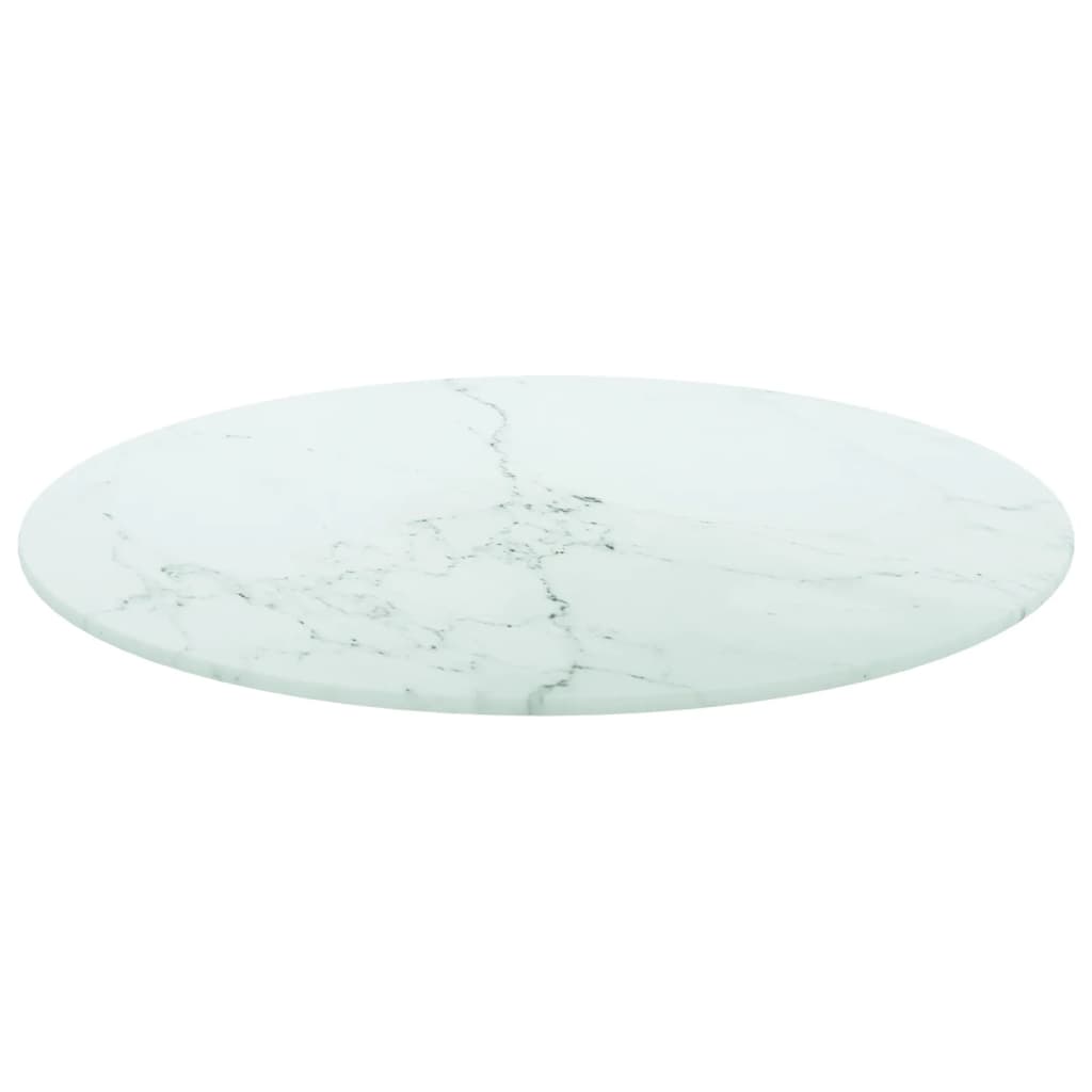 Vidaxl Blat Do Stołu, Biały, 50X0,8 Cm, Szkło Ze Wzorem Marmuru