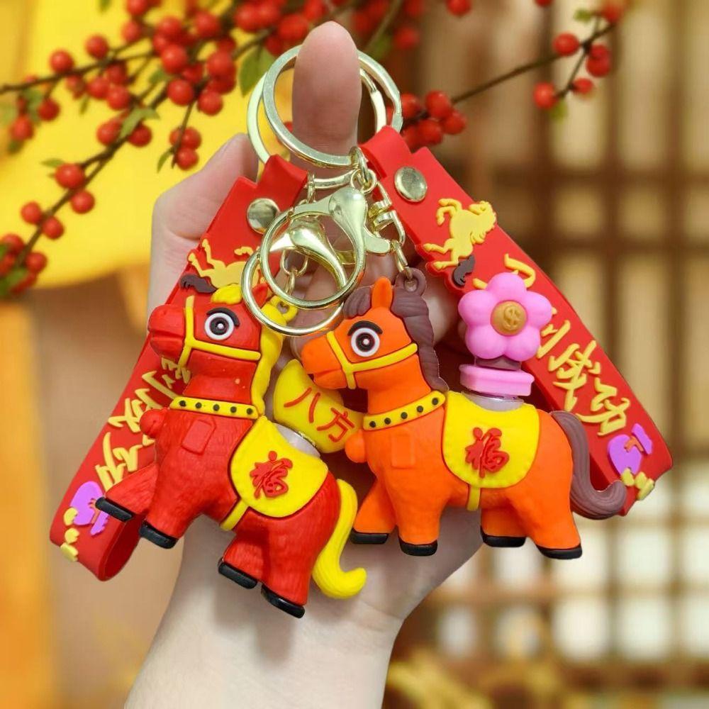 Cartoon Horse Keychain Rotating Pony Doll Zodiac Pony Bag Hanging  Year of The Horse