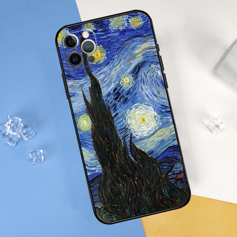 Van Gogh Starry Sky Phone Case For iPhone 16 Pro Max 12 13 Mini 11 14 15 Pro Max XR 16 15 Plus 16e Cover Shell