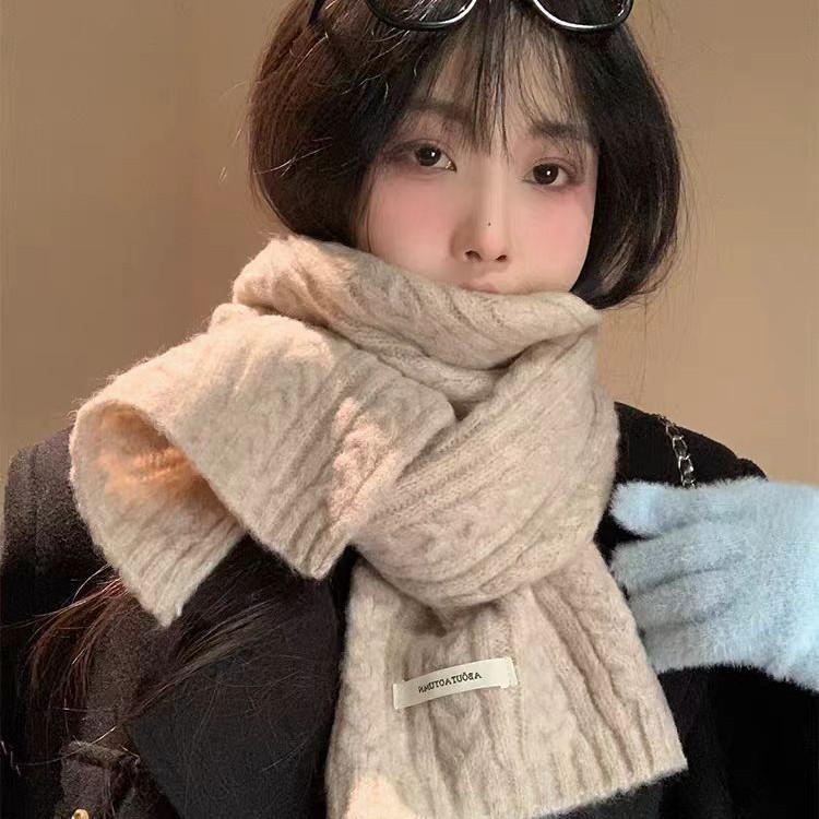 

High-End Wool Cable Knit Winter Scarf - Stylish Warmth for Men & Women 180cm хаки