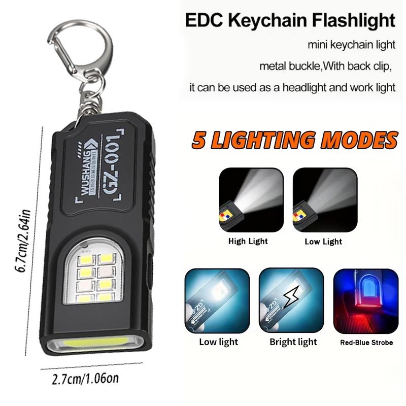 LED Keychain Flashlight USB C Rechargeable 550LM Portable Mini Torch Pocket Lantern Flood Work Light With Magnet For Emergency
