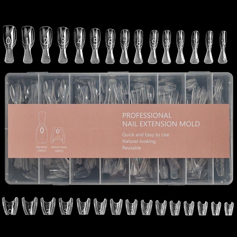 240pcs Oval Shape Sandwich Nail Dual Form No-Trace Nail Tips  for Profional Use in Nail Salons