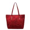 Women's Large Red Canvas Handbag - 2025 Stylish Single Shoulder Tote for Bridal Wedding Banquet