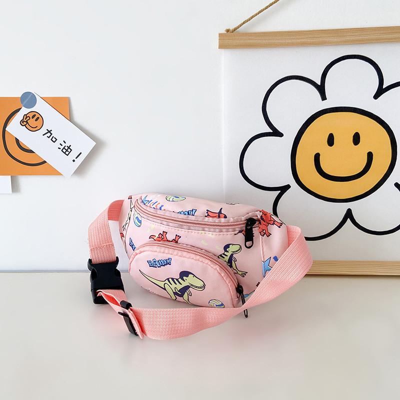 Stylish Children's Canvas Crossbody Bag With Adorable Cartoon Dinosaur Design