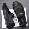 Men's Sandals Summer Leather Breathable Mesh Sandals Outdoor Casual Portable Walking Shoes Non-slip Comfortable Black Beach Shoe