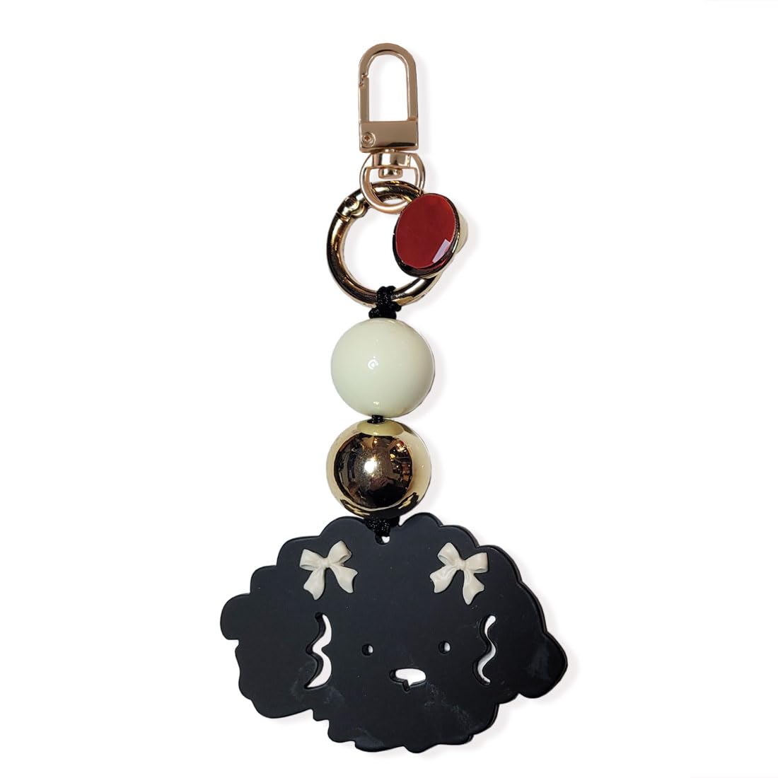 

[byDream] Poodle Charm Maltese Keychain, Dog Owner Gift, Dog Key Ring, Ball Bag Charm, Dog Bag Key Ring (Black, Free Size)