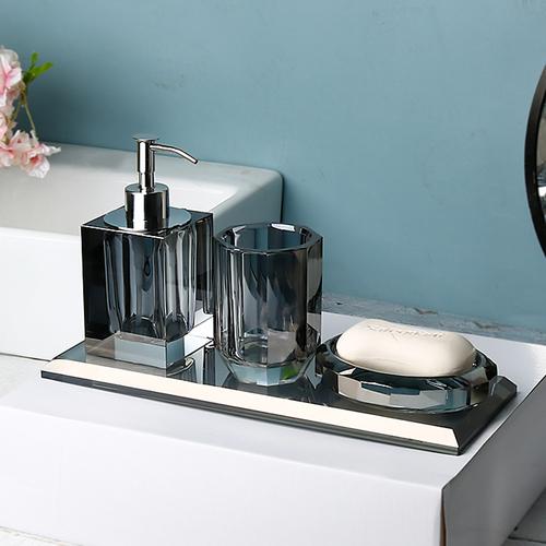 Crystal Glass Bathroom Kit Couple Mouthwash Cup Tray Wash Set Press Soap Dispenser Light Luxury Home Bathroom Accessories Set