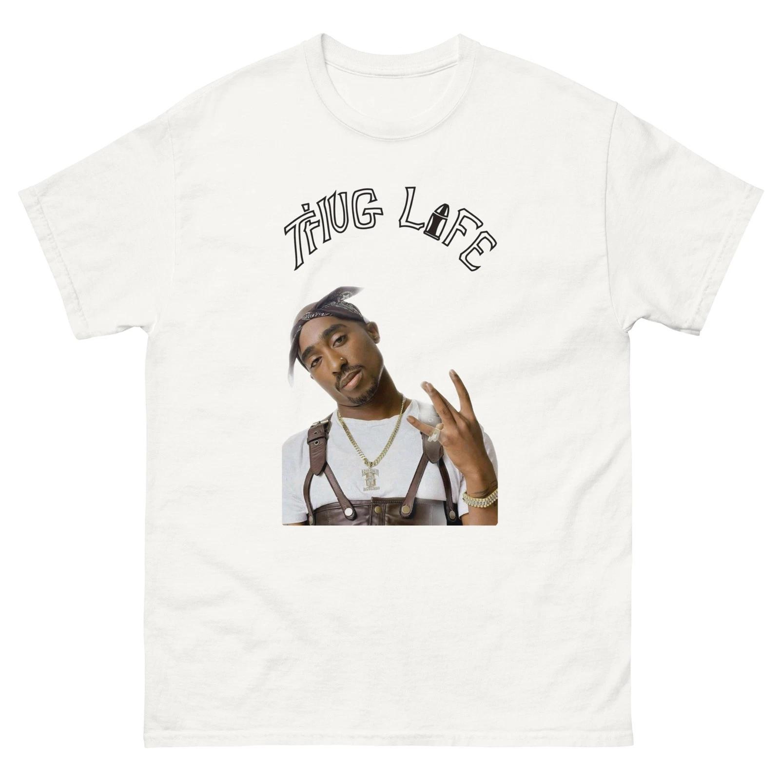 2. Pac Thug.Life Футболка Винтажная Рэп-футболка 90-х Хип-хоп Y2K Уличный стиль S
