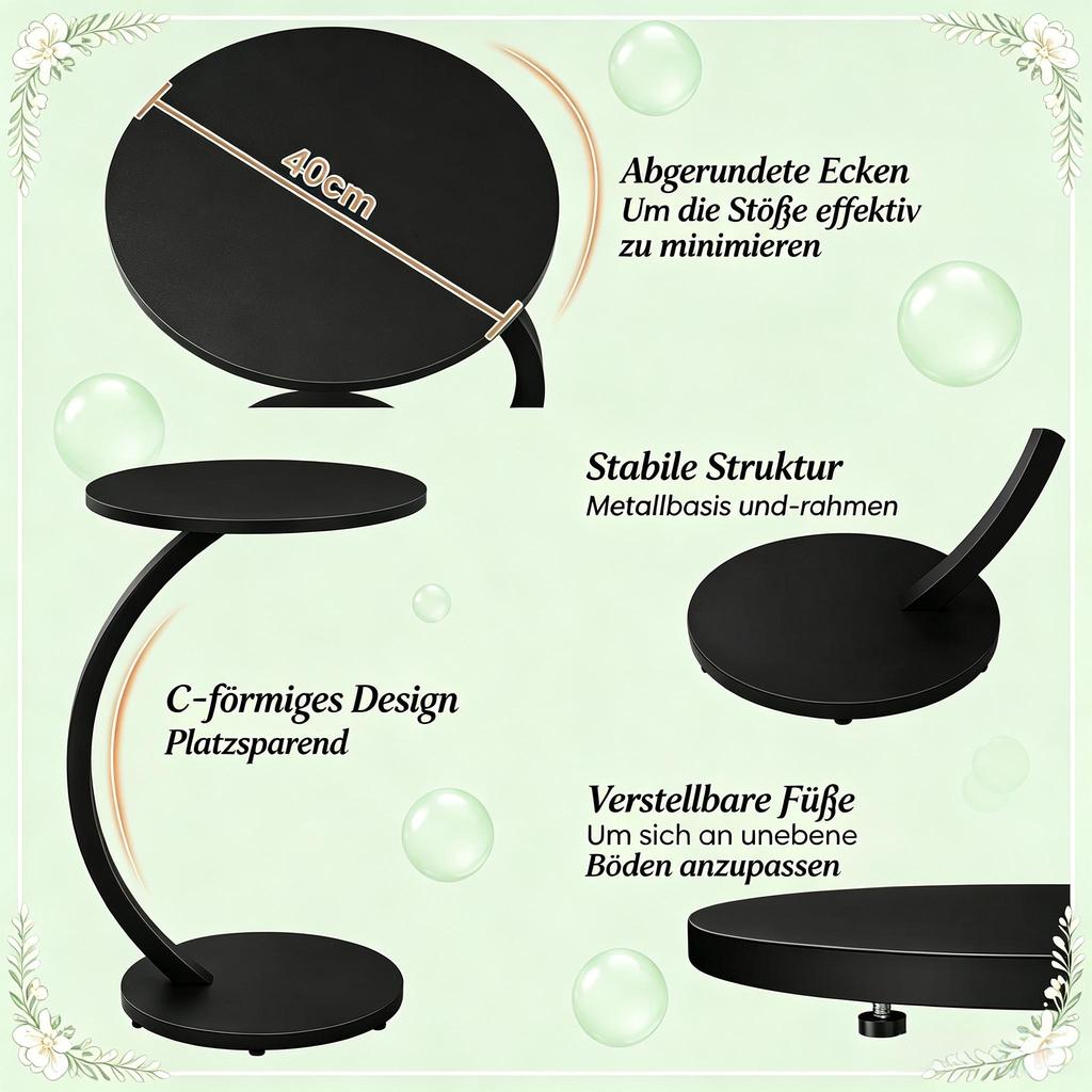 Temporary Laptop Table,Round Side Table,C-shaped Coffee Table,Coffee Table,Nightstand,Flower Stand(only with side table)