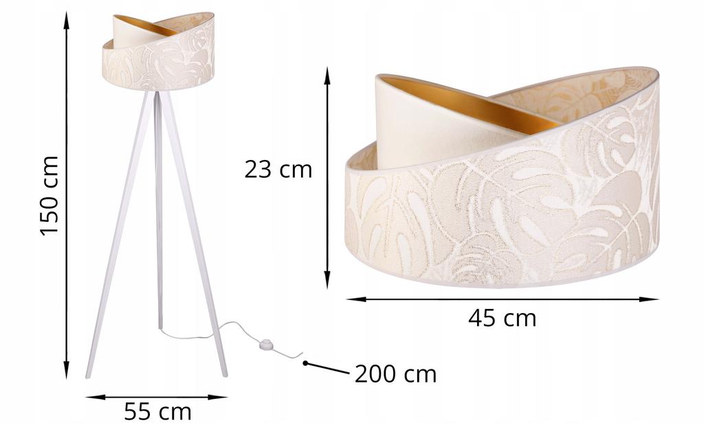 Floor Lamp Standing Tripod Wooden Lampshade Pattern