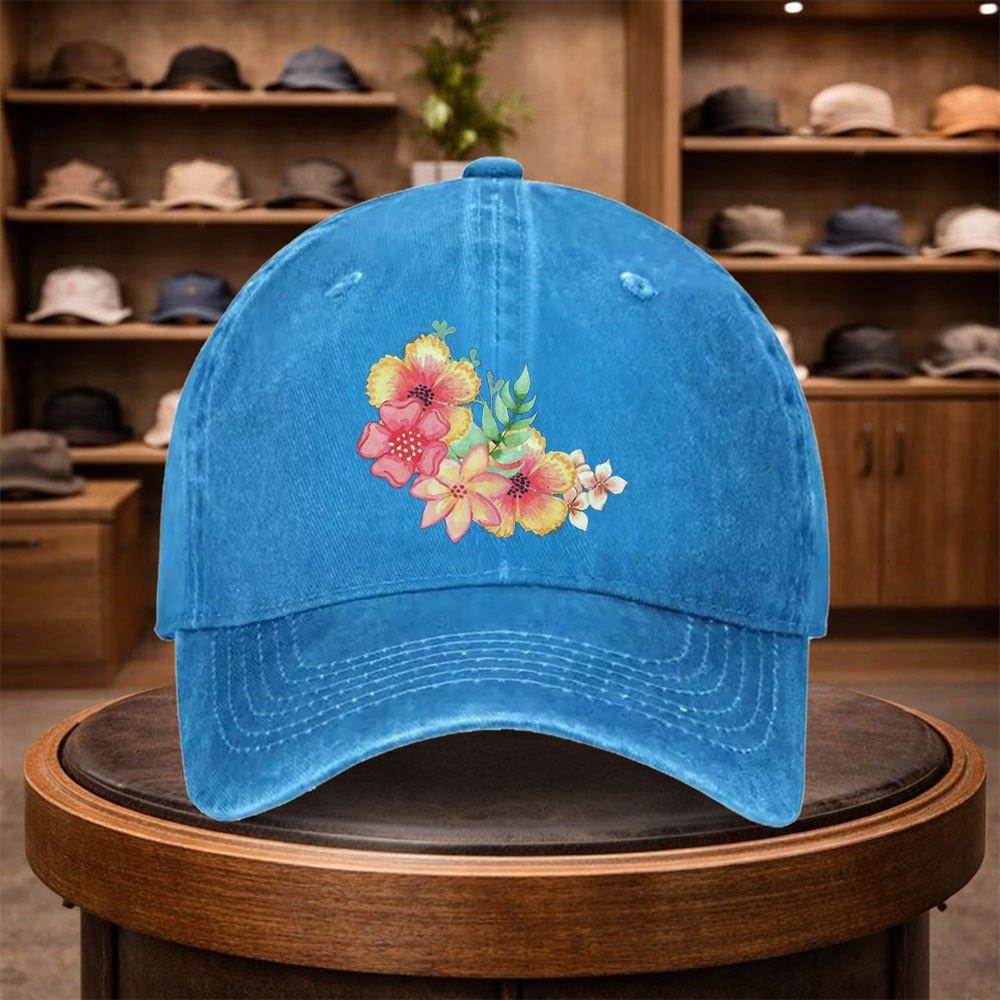 Mens Floral Botanical Vibrant Flower Baseball Cap Outdoor Fashion Adjustable Casual Hat Urban Style Lightweight Fashionable