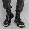 Designer New Men's Black Rock Punk Hip-hop Belt Buckle Ankle Boots Botas Britain Fashion Luxury Motorcycle Shoes Zapatos Hombre