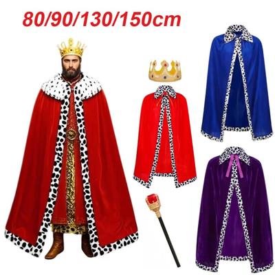 80/90/130/150cm Halloween Koning Mantel Rood Fluweel Cosplay Verkleedfeest Optreden