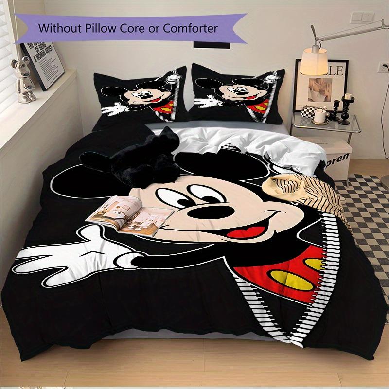 3pcs Mickey Mouse Printed Bedding Set, Breathable And Soft, Machine Washable, Christmas Gift, Suitable for Bedroom Decoration, 110