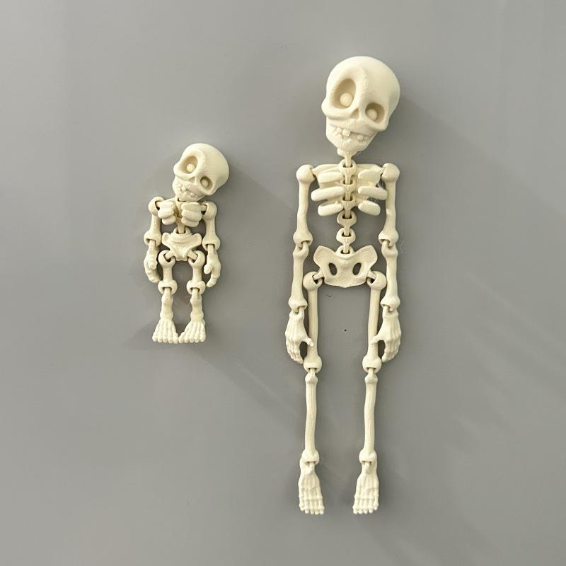Skull Fridge Magnet 3D Printed Skeleton Refrigerator Sticker Deformable Joint Figurine Home Decoration Fridge Decoration