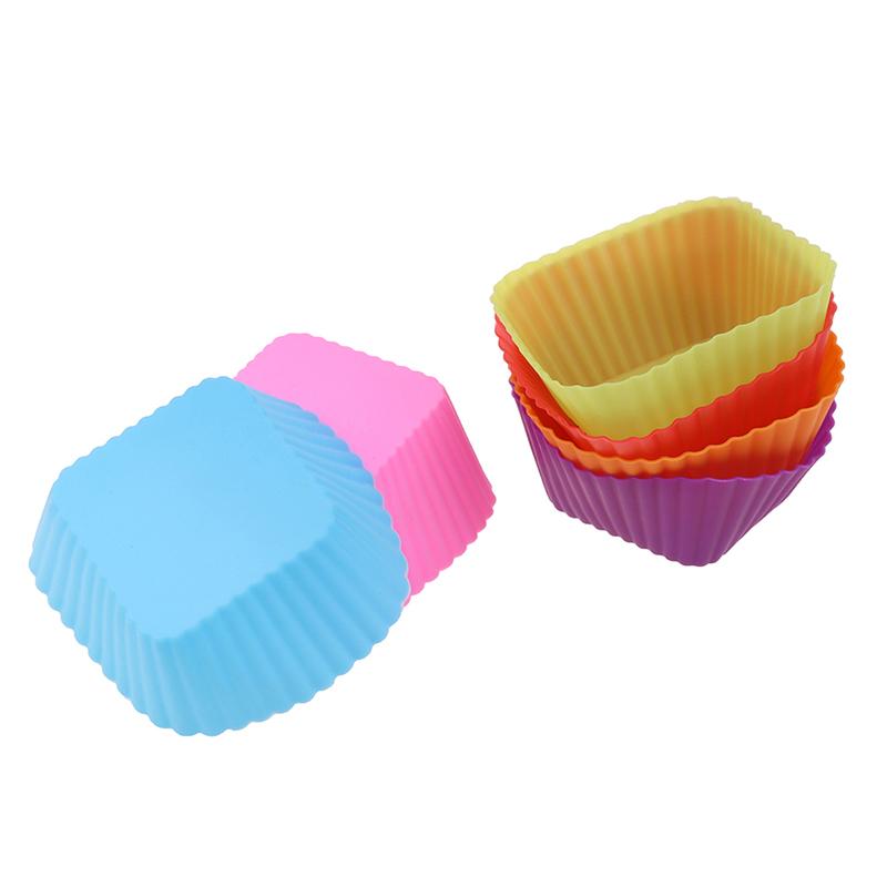 1/6Pcs 7Cm Square Shaped Jelly Pudding Mold Muffin Cake Cup Silicone Molds Kitchen Baking Accessories