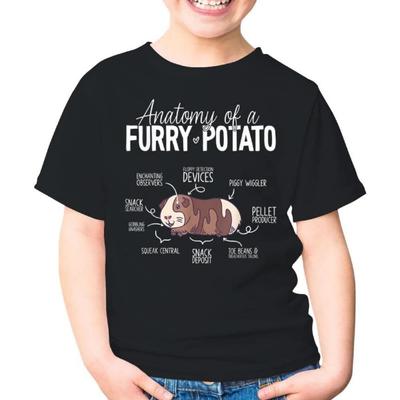 Anatomy of A Furry Potato Funny Guinea Pig Lover Guinea Pigs Pet Unisex Kids Shirt Gift Boy Girl Youth T-Shirt (Black;L)