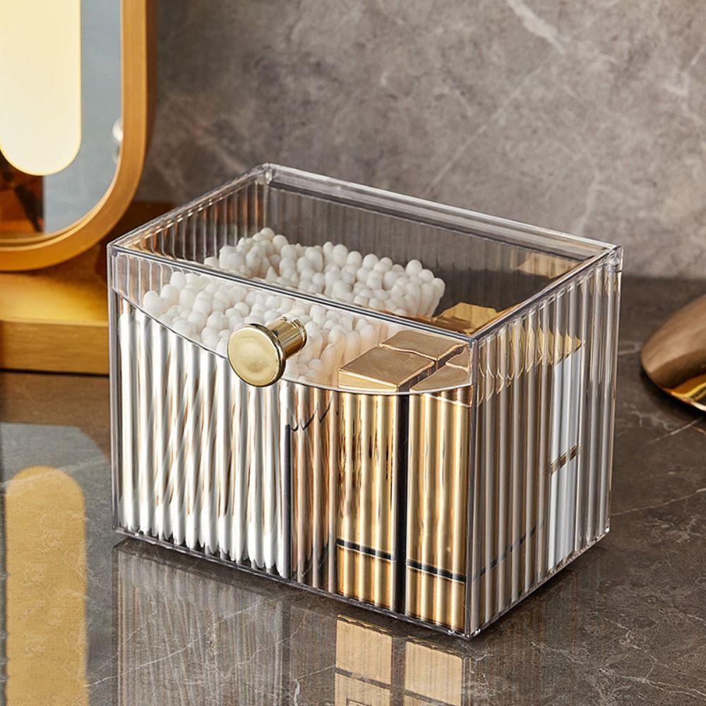 Flip Lid Cotton Pad Storage Box Plastic Swab Pad Holder Makeup Organizer Qtip Holder  Desktop