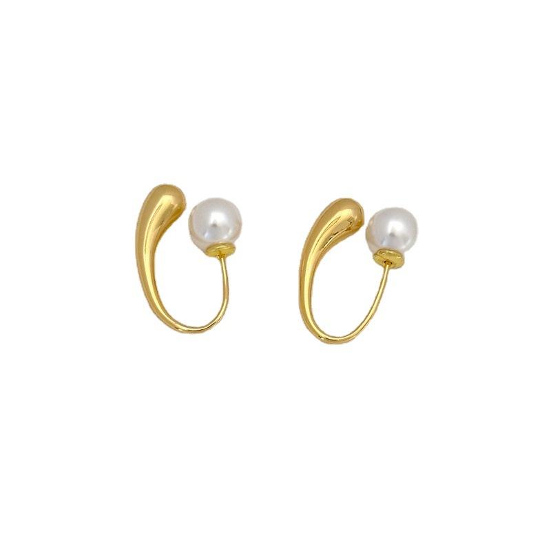 Manufacturer Supply Fashion Personality Design Earrings Women'S Unique U-Shaped Freshwater Pearl Ear Buckle Earrings Spot