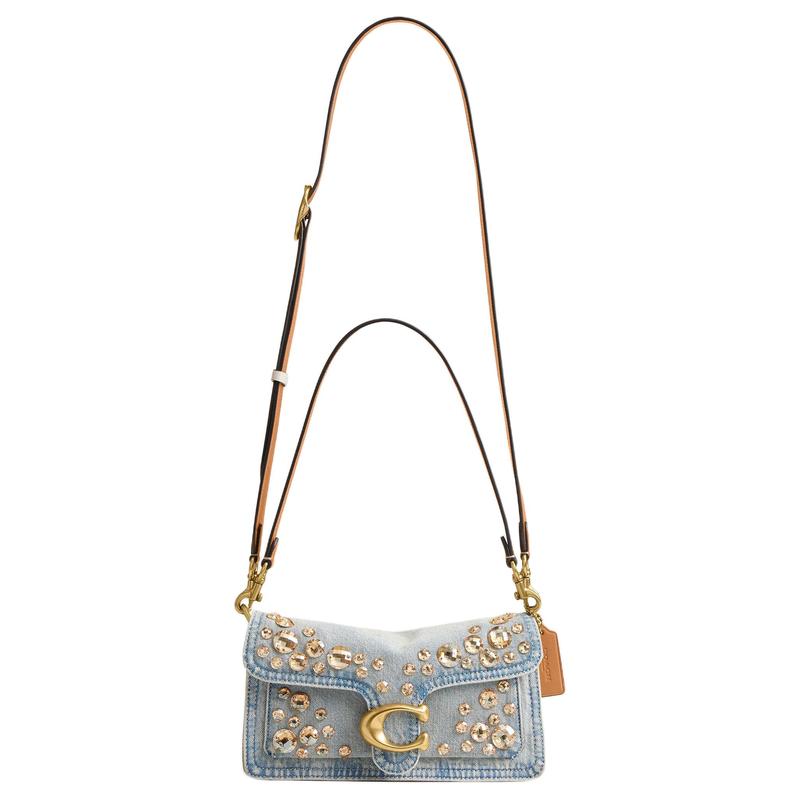 Coach Tabby 26 Crystal Denim Fabric Crossbody Shoulder Bag Medium Women's Silver