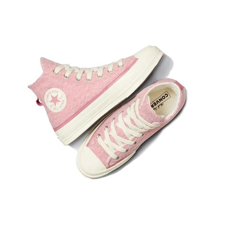 Converse 1970s Comfortable Versatile Imitation Mohair Durable Wrap High-Top Canvas Shoes Women Sneakers Pink A07943C