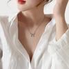 925 Silver Clavicle Necklace Shining Zircon Bowknot Pendant Women Jewelry Gift for Birthday Party