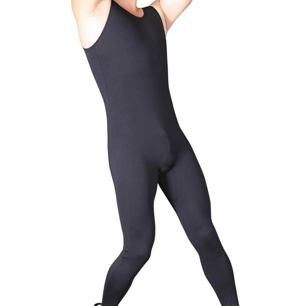 Speerise Herren Tanktop mit U-Ausschnitt Spandex Gymnastik Unitard Nylon Weste für Erwachsene Ballett Tanz Ganzkörper-Bodysuit Yoga Ärmellos EXXL gray