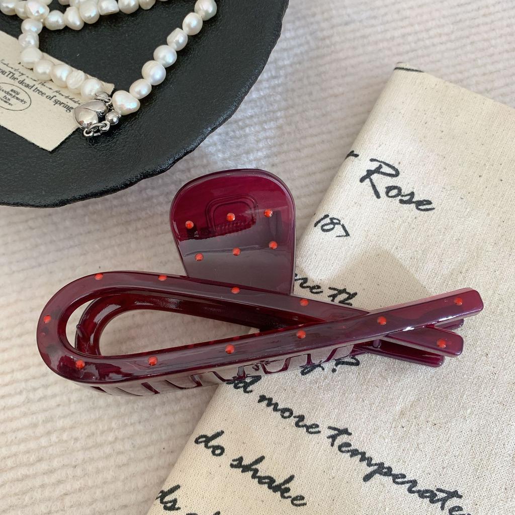 Vintage Zarte Geometrische Ausgehöhlte Gepunktete Fuchsienfarbene Haarklammer Schlichte Mode PVC Große Haarklammer Haaraccessoires