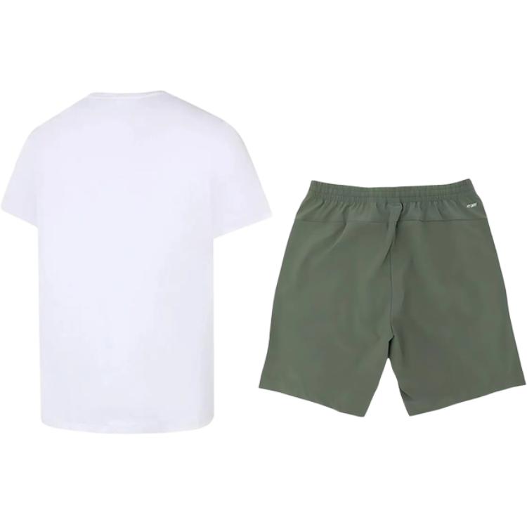 Li-Ning Minimalist Letter Logo Design Round Neck Short Sleeve High Waist Tied Shorts Casual Sports Suit Unisex suit ATSS069-11+YKSV147-1