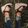 Elegant Summer Hemp Ladies Peep Toe Rope Wedge Sandals With Buckle Ankle Strap