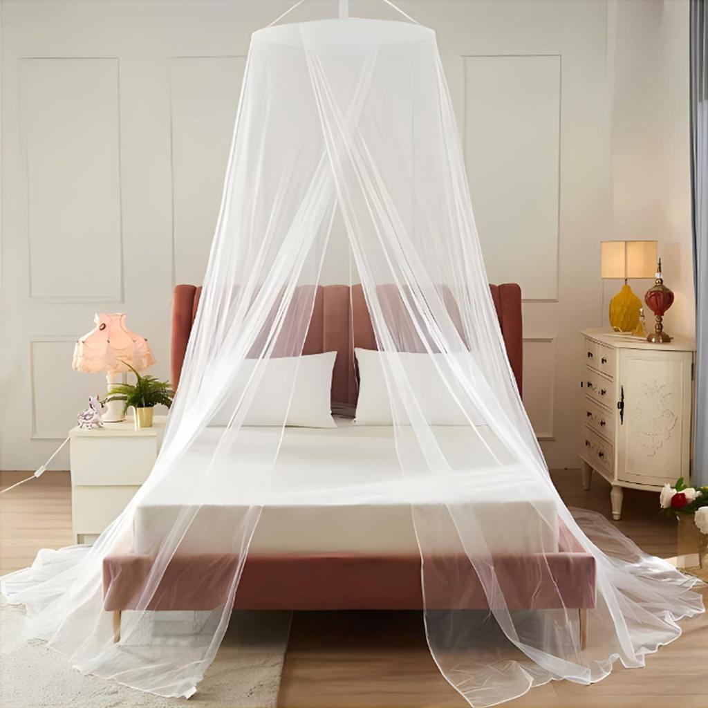 Mosquito Net Canopy Bed, Round Insect Repellent Tent, Mosquito Netting Sleeping Curtain, Princess-like Feel, Stylish Hanging Decor (White)