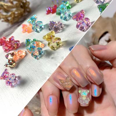 Frauen funkelnden Bär Muster Harz Nail Art Pailletten Aufkleber für DIY