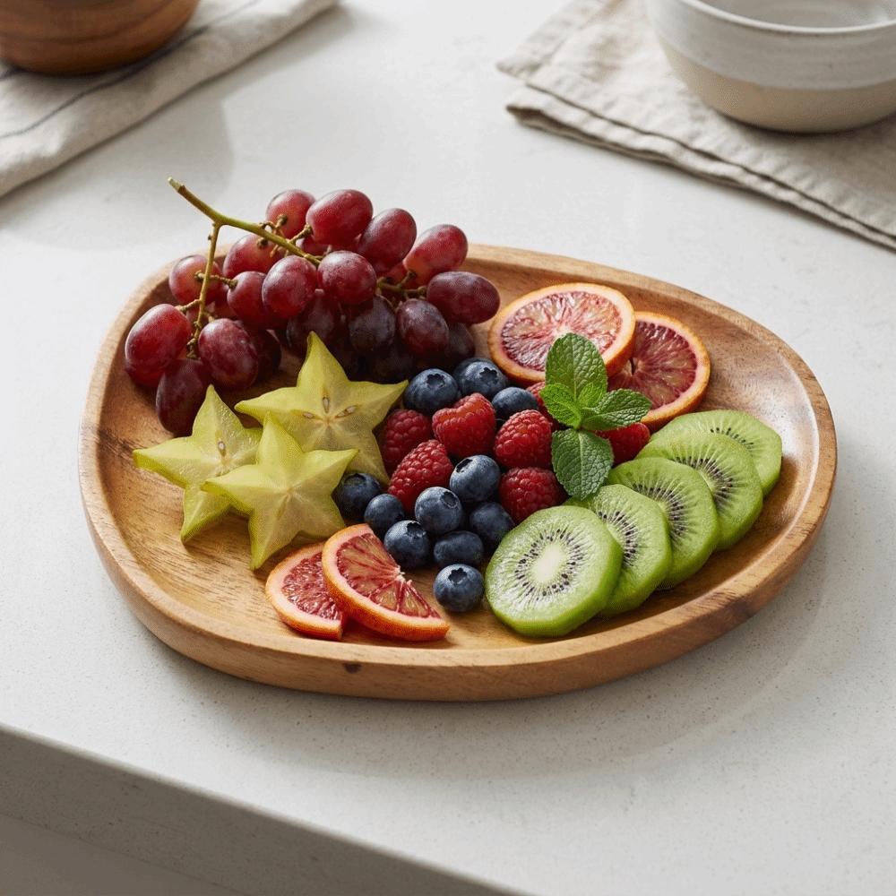 Wood Serving Tray Irregular Shape Food Platter Easy To Clean Storage Tray  Dining Table