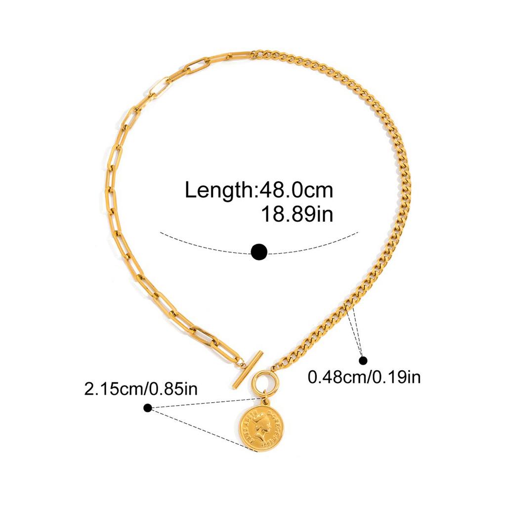 Yori Stainless Steel Portrait Coin Pendant OT Buckle Necklace for Women Stainless Steel Popular Chic 2025 Jewelry PVD Plated