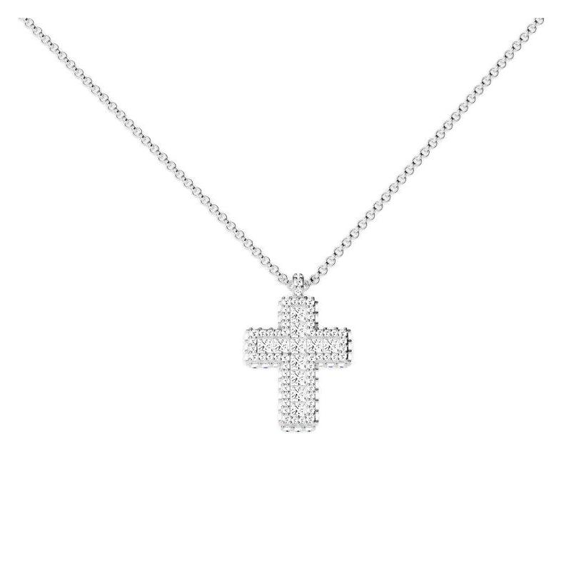 APM Monaco Classic Cross Alloy Necklace Unisex Couple Style Silver WC8082OX