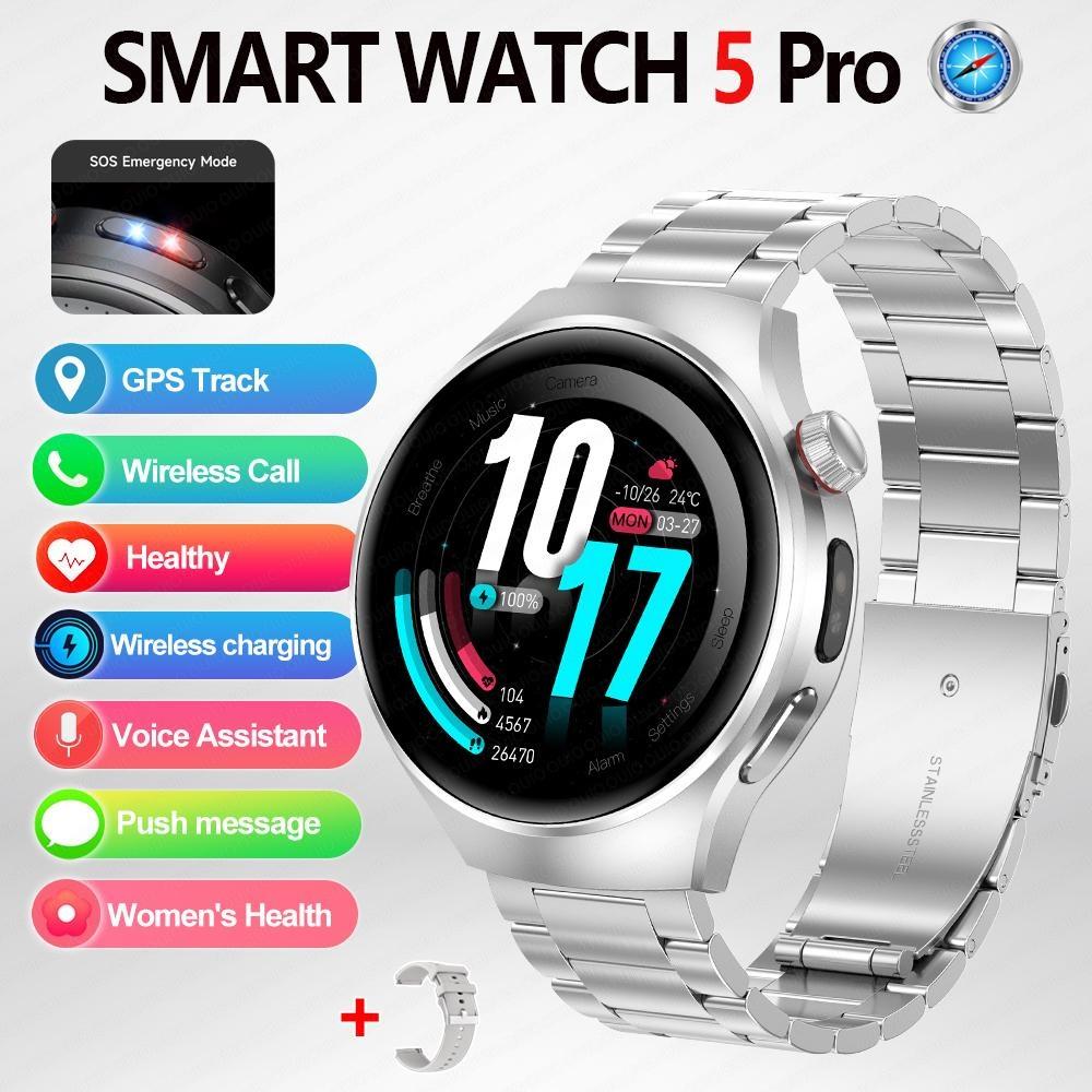 2026 Nuovo Watch5 Pro Smartwatch GPS Schermo AMOLED HD da 1,53 Pollici Bussola Frequenza Cardiaca Impermeabile Modalità Sportive Multiple Chiamata BT Smartwatch