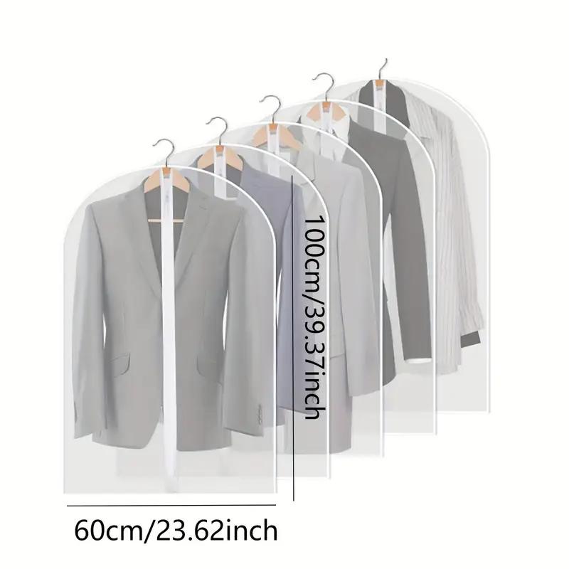 5pcs Durable Polyester Garment Dust Cover with Zipper Closure Long Hanging Clothes Bag for Coats Jackets & Wardrobe Organization