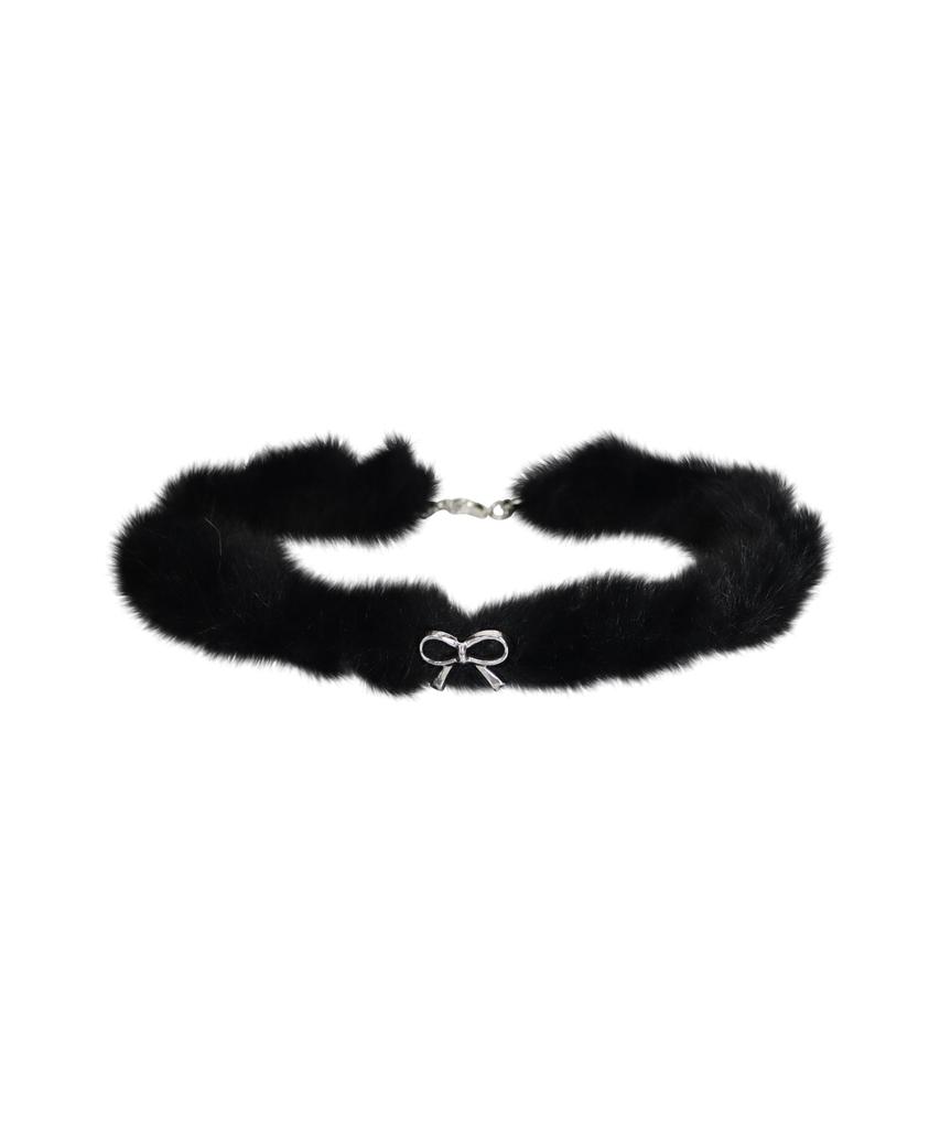 Pink Pineapple Winter Puffy Ribbon Choker_Black