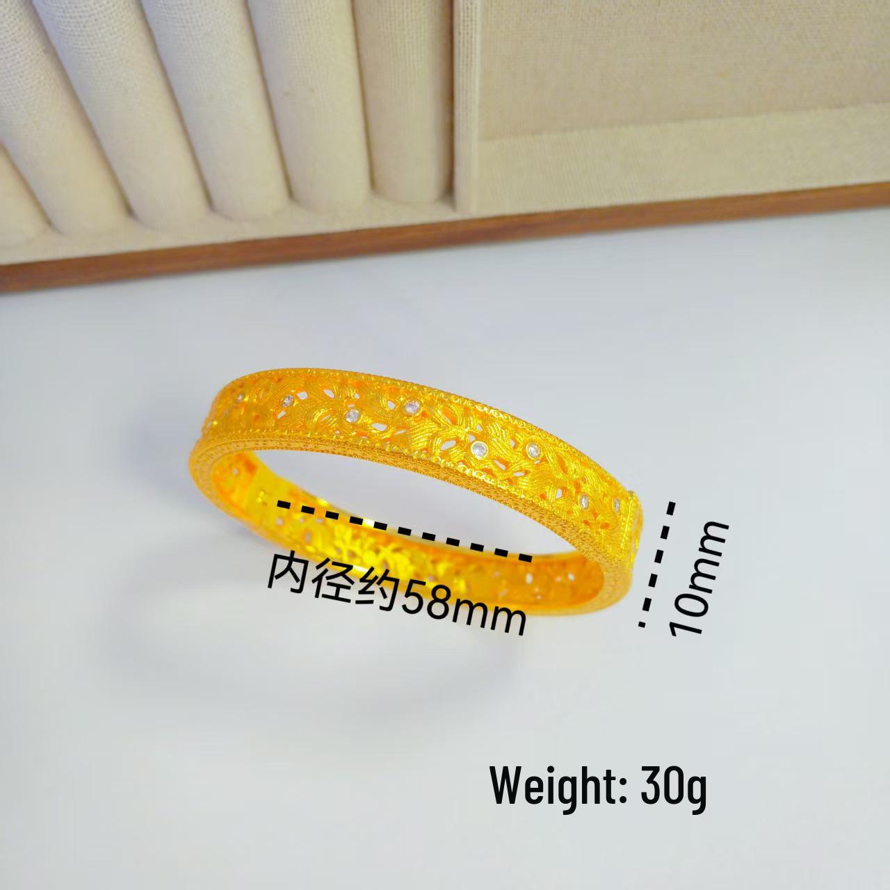 Вьетнамский браслет-манжета с бриллиантовой остроконечной пряжкой из песочного золота - Женский ретро-браслет класса люкс