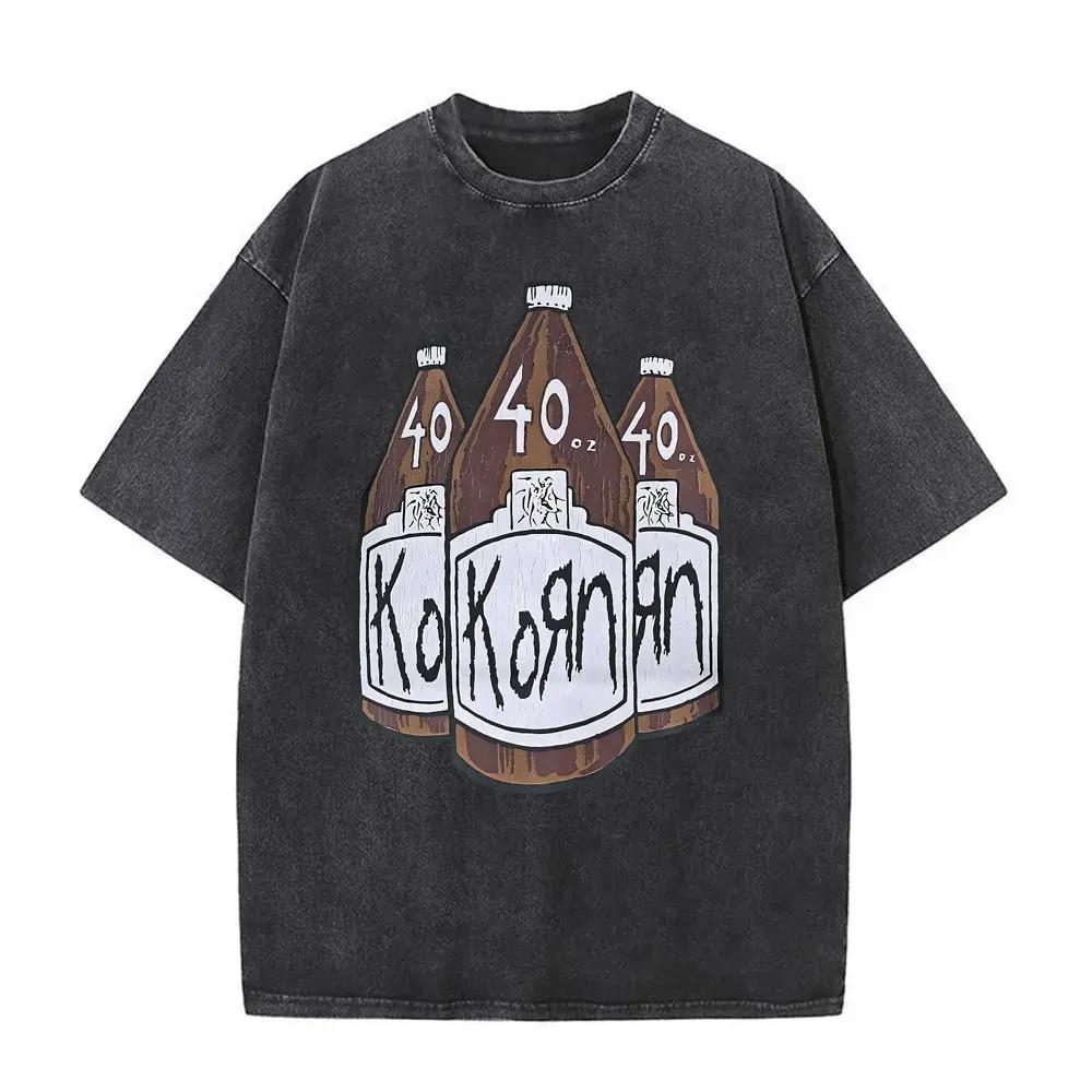 

Крутая выстиранная футболка Old Rock and Roll Korn Металлическая футболка Графика змеиного скелета Мужская и женская с коротким рукавом S