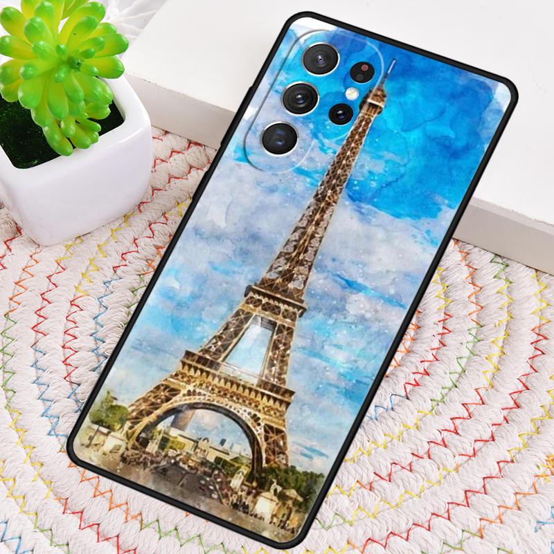 Oil Painting Paris Eiffel Tower Silicone Phone Case For Samsung Galaxy note 10 pro S26 S25 S24 S23 S22 S21 Plus Ultra Capa Cover