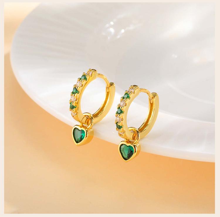 Petites Boucles d'Oreilles Créoles Huggie pour Femmes, Boucle d'Oreille Pendante Cœur Zirconium Cubique, Boucles d'Oreilles Accessoires de Mode Piercing