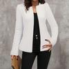 Women's Fashionable Solid Color Round Neck Long Sleeved Button Cardigan Jacket