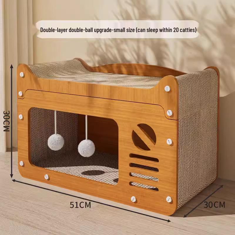 Scratch-Resistant Cat House with Integrated Scratching Board