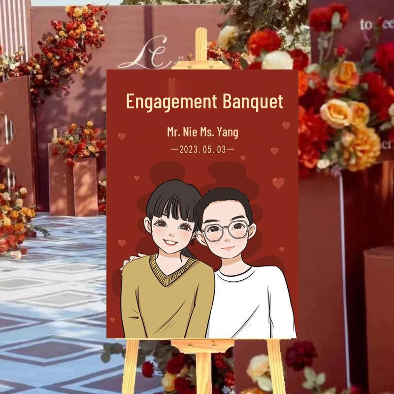 Custom Wedding Ceremony Welcome Sign: Engagement Directional Decor with Water Background